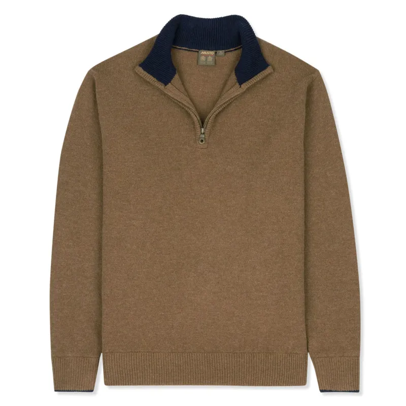 Musto Country Zip Neck Toffee Knit Jumper